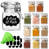 ComSaf 4 oz glass jars with lids set for jam and spice storage.