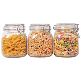 ComSaf airtight glass canister set with 34oz jars and secure lids for fresh storage.