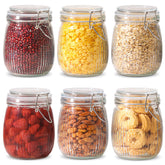 ComSaf airtight glass jar with striped clip lid for fresh pantry storage.