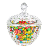 ComSaf glass candy dish with lid showcases treats with shimmering clarity.