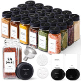 ComSaf glass spice jars with labels for easy pantry organization and quick cooking prep