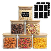 ComSaf glass storage jars set of six for easy pantry organization and visibility