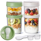 ComSaf overnight oats container 27oz with folding spoon for on-the-go meals and easy portions