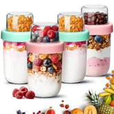 ComSaf overnight oats dual-layer top compartment keeps fresh ingredients.