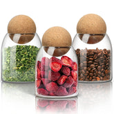ComSaf small glass jar with ball cork lid showing candy storage and kitchen decor