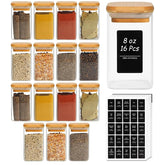 ComSaf 8 oz spice jars with labels, front view for neat pantry storage.