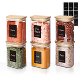 ComSaf 8oz rectangle spice jars with labels visible for quick pantry organization.