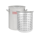Concord 42 qt stock pot with lid, ready for large-batch cooking.
