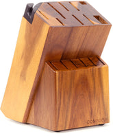 Coninx universal knife block with 15 slots keeps chef knives neatly organized and accessible.