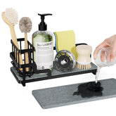 Consumest sponge holder sink caddy shows rapid moisture drying for a tidy kitchen.