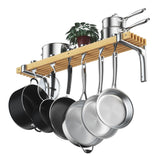 Cooks Standard wall-mounted pot rack with pine tracks keeps cookware organized