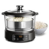 COOK WITH COLOR 3L glass mini rice cooker front view shows easy food monitoring