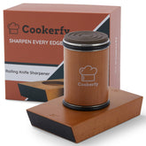 Cookerfy rolling knife sharpener base with beech wood and SS304 steel for durability