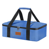Cooklux insulated casserole carrier showing 9x13 dish compatibility for hot meals on the go.