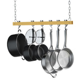 Cooks Standard NC-00269 ceiling-mount wooden pot rack with 36-inch bar for organized cookware.