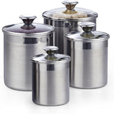 Cooks Standard stainless steel canister 0.95qt front view, ideal for compact pantry storage.