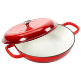 COOKWIN cast iron casserole braiser lid self-circulating design for moisture retention.