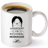 COOL AF Assistant to the Regional Manager mug front view highlights bold Dwight Schrute design for office fans.