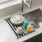 Cool-Angle rectangle foldable dish rack assembled for stable over-sink drying.