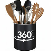 Cooler Kitchen black rotating utensil holder showing accessible rotating base for easy reach