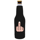 Coolie Junction middle finger beer bottle coolie in black keeps bottles steady on surfaces.