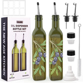 COOLMI oil dispenser set glass bottles front view preserves olive oil freshness