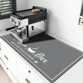 CooRug absorbent coffee mat 17x32 in dark grey absorbs spills and protects countertops.