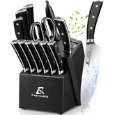 CoquusAid beveled-slot knife block showing easy insertion and removal of blades