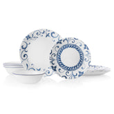 Corelle Artemis 12pc dinner set displayed for four, highlighting durable everyday dining