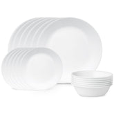 Corelle Livingware Winter Frost White dinner plates for six, durable for everyday meals.