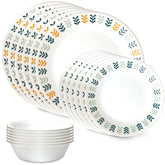 Corelle Vitrelle Anders 18-piece dinnerware set with full service for six for everyday meals.