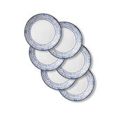 Corelle Vitrelle Portofino pattern salad plate on table, lightweight and durable.