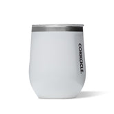 Corkcicle Stemless Wine Tumbler gloss white front view keeps drinks cold on the go.