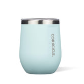 Corkcicle Stemless Tumbler Powder Blue, side view, portable for on-the-go cold drinks