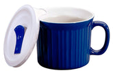 CorningWare Blueberry 20oz meal mug with oven-safe design for reheating