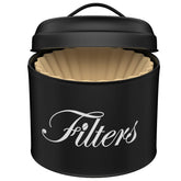 CORTNK black basket coffee filter holder with lid keeps filters organized and dust-free