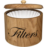 CORTNK coffee filter holder with lid protects filters from dust on the counter.