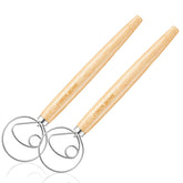 Coson Home dough whisk with wooden handle for even mixing.