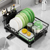 CosyPic dish drying rack in stainless steel for compact kitchens, space-saving solution.