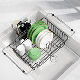 CosyPic expandable dish drying rack in sink saves counter space while air-drying dishes