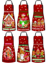 Cotwinter 6-pcs Christmas aprons set with pockets, front view, ideal for festive cooking.
