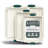 Country Kitchen nonstick stackable bakeware with sage finish for space-saving baking