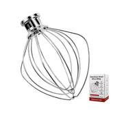 Cowbright K45WW whisk attachment in stainless steel for KitchenAid, easy cleanup.