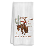COWEB Western Christmas towels front view for festive kitchen decor and quick drying