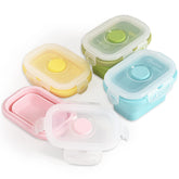 Cozihom collapsible container with clip-on lid showing space-saving design.