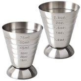 Cozihom stainless steel measuring cup with 2.5 oz capacity and clear markings for precise pours.