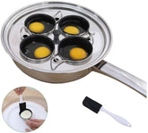 CozyKit 4-cup egg poacher pan top view with four-egg capacity for quick family breakfasts
