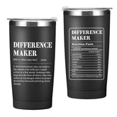 CQM Difference Maker tumbler front view, durable stainless steel for everyday use.