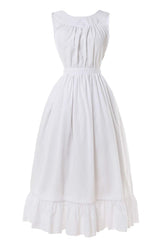CR ROLECOS White Vintage Maid Apron front view with adjustable length.