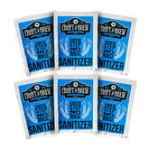 Craft A Brew single-use cleaning packet dissolving in warm water for quick gear sanitation.